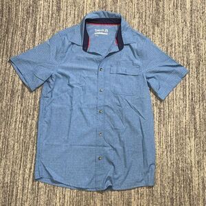 Avalanche Outdoor Supply Mens Medium Button Up Shirt Blue Short‎ Sleeve Stretch